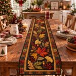 Fall Pumpkin Table Runner, Quilted Autumn Dining Decor, Farmhouse Thanksgiving Table Decor, Rustic Harvest Kitchen Runner - Image 3