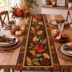 Fall Pumpkin Table Runner, Quilted Autumn Dining Decor, Farmhouse Thanksgiving Table Decor, Rustic Harvest Kitchen Runner - Image 2