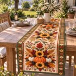 Fall Pumpkin Table Runner, Quilted Thanksgiving Dining Decor, Sunflower Autumn Table Decor, Rustic Farmhouse Harvest Runner - Image 3