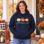 Funny sarcastic Grateful-ish Pumpkin Trio Hoodie  Fall Thanksgiving autumn Hoodie - Image 7