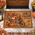 Hello Harvest Fall Doormat,Pumpkin Wheelbarrow Door Mat - Image 4