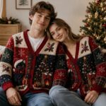 Black Cat Christmas Cardigan, Unisex Festive Holiday Knit Sweater for Men and Women