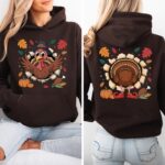 Thanksgiving Funny Turkey 2 Sided Hoodie, Funny Turkey Hoodie, Women's Fall Hoodie - Image 3