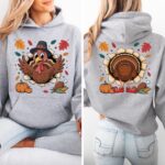 Thanksgiving Funny Turkey 2 Sided Hoodie, Funny Turkey Hoodie, Women's Fall Hoodie - Image 2