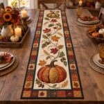 Autumn Pumpkin Vine Table Runner, Rustic Fall Dining Decor - Image 3