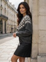 Women's Fair Isle Knit Cardigan – Norwegian Jacquard, Button Front, Long Sleeves - Image 5