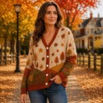 Autumn Leaf Cardigan for Women, Fall Maple Sweater, Cozy Woodland Cardigan, Thanksgiving Outfit - Image 2