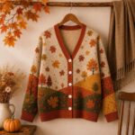 Autumn Leaf Cardigan for Women, Fall Maple Sweater, Cozy Woodland Cardigan, Thanksgiving Outfit - Image 4