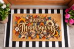 Happy Thanksgiving Doormat, Fall Welcome Mat, Autumn Front Door Mat