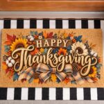 Happy Thanksgiving Doormat, Fall Welcome Mat, Autumn Front Door Mat