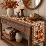 Fall Pumpkin Table Runner, Quilted Thanksgiving Dining Decor, Sunflower Autumn Table Decor, Rustic Farmhouse Harvest Runner - Image 6