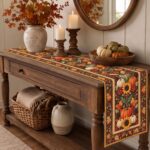 Fall Table Runner, Pumpkin Table Runner, Farmhouse Thanksgiving Dining Runner, Quilted Sunflower Autumn Decor - Image 6