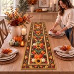 Fall Table Runner, Pumpkin Table Runner, Farmhouse Thanksgiving Dining Runner, Quilted Sunflower Autumn Decor - Image 4