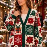 Retro Christmas Sweater Vest, Vintage Holiday Cardigan, All Over Print Christmas Vest, Festive Winter Outfit, Holiday Gift