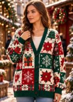 Retro Christmas Sweater Vest, Vintage Holiday Cardigan, All Over Print Christmas Vest, Festive Winter Outfit, Holiday Gift
