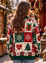 Retro Christmas Sweater Vest, Vintage Holiday Cardigan, All Over Print Christmas Vest, Festive Winter Outfit, Holiday Gift - Image 2